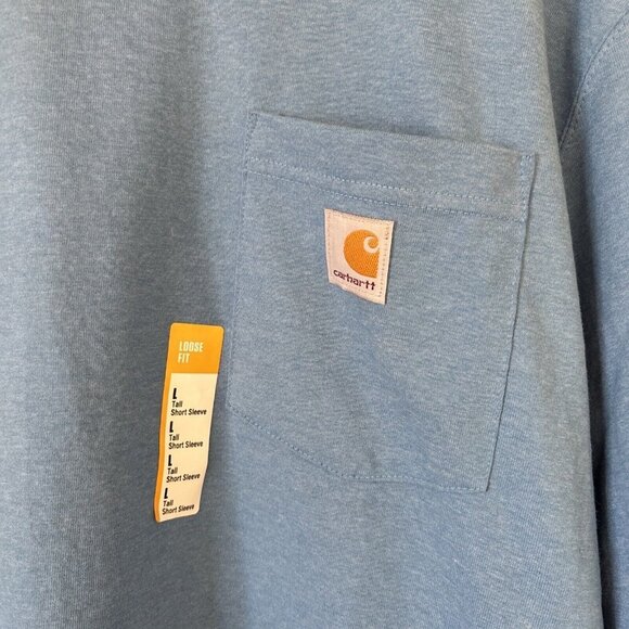 Men's Carhartt Pocket Tee Shirt Large Tall Blue Loose Fit K87-M Active Work NWT - Picture 3 of 10